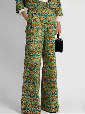 Miu Miu Runway Collection Colorful 70s Floral-Print Wide-Leg Pants, Stunning